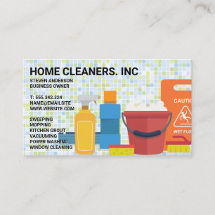 Cleaning Services and Supplies   Tiles Background Business Card