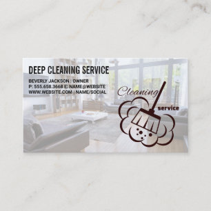 Cleaning Services   Broom Clean Modern Living Room Business Card