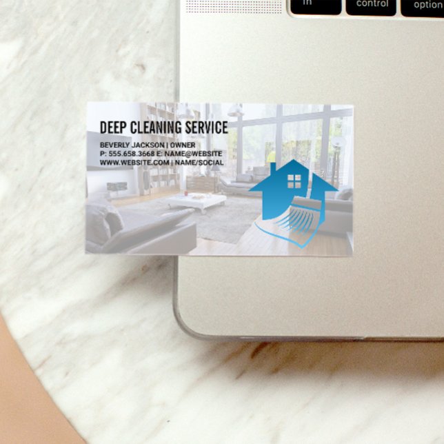 Cleaning Services | Broom House Logo Business Card (Creator Uploaded)