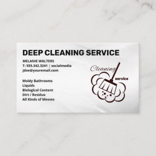 Cleaning Services   Broom Sweeping Logo Business Card