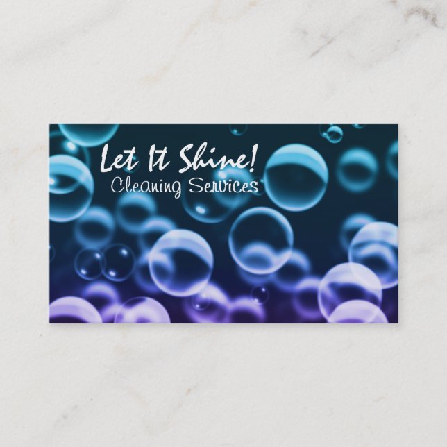 Cleaning Services Bubbles Dark Business Card (Front)