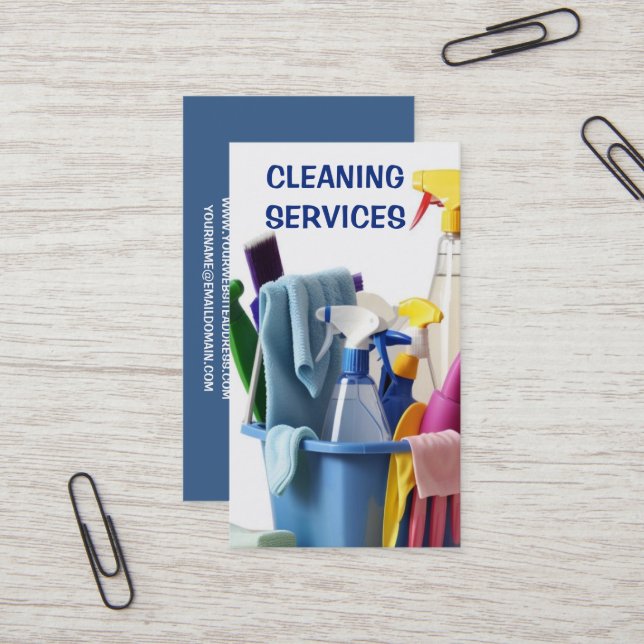 Cleaning Services Business Card (Front/Back In Situ)