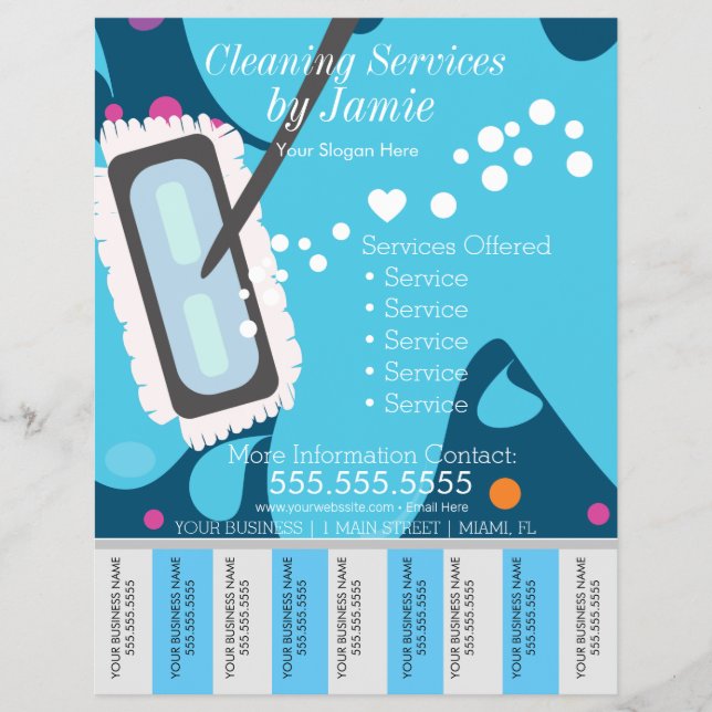 Cleaning Services Business Tear Off Strips Flyer B (Front)
