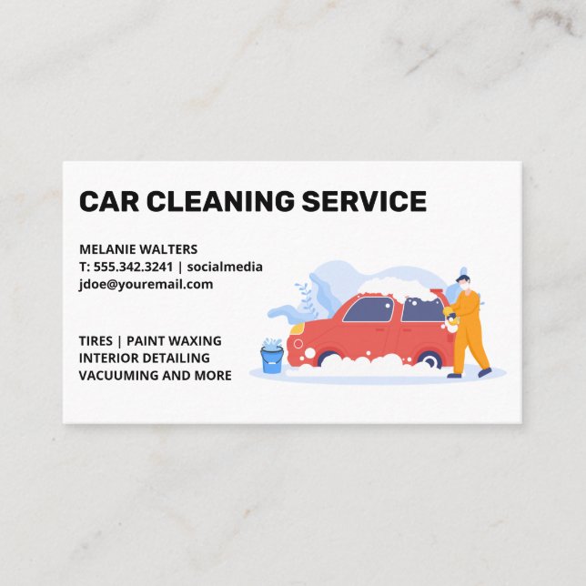 Cleaning Services | Car Wash | Soap Bubbles Business Card (Front)