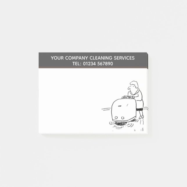 Cleaning Services Cartoon Theme to Personalise Post-it Notes (Front)