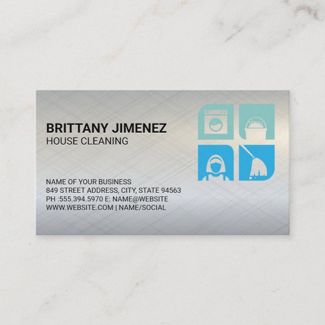 Cleaning Services | Chores Icons Business Card (Front)