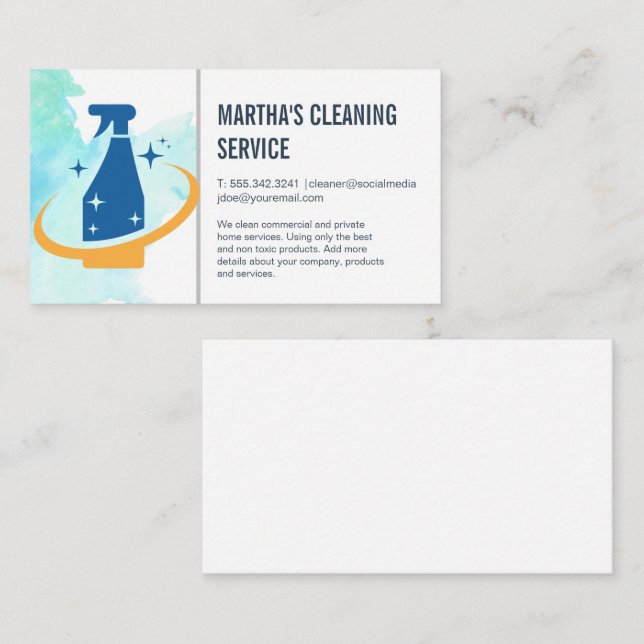 Cleaning Services | Cleaner Spray Business Card (Front/Back)