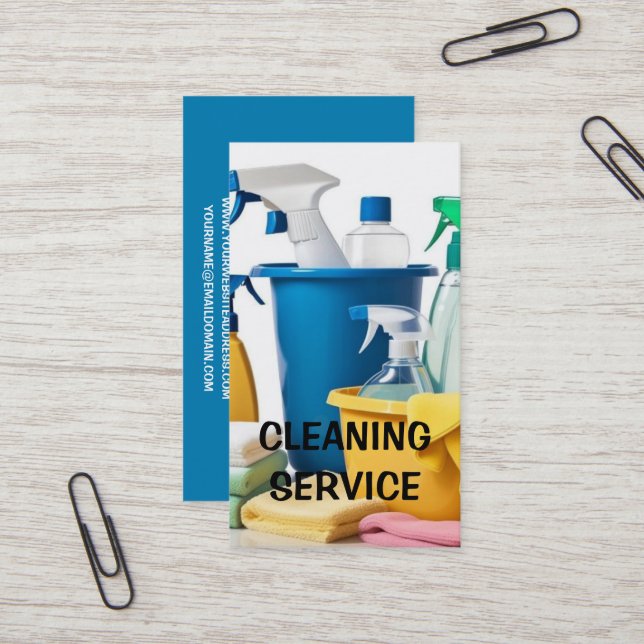 Cleaning Services Cleaning Supplies Business Card (Front/Back In Situ)
