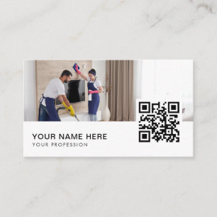 Cleaning Services couple Photographer QR Code  Business Card