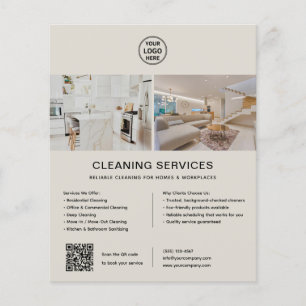 Cleaning Services Custom Logo QR Code Flyer