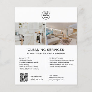 Cleaning Services Custom Logo White QR Flyer