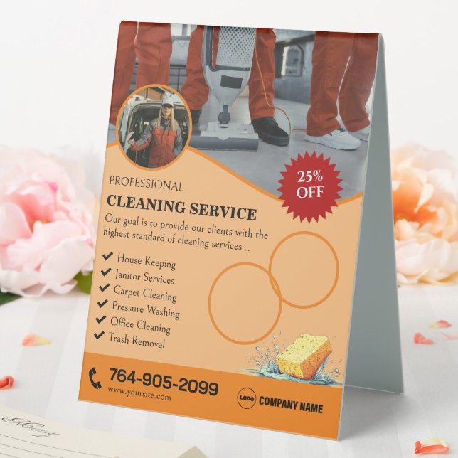 Cleaning Services Custom Table Tent Sign (In SItu (Wedding))
