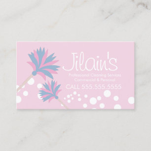 Cleaning Services Duster Pink  Business Card