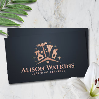 Cleaning Services - Elegant Rose Gold  Business Card