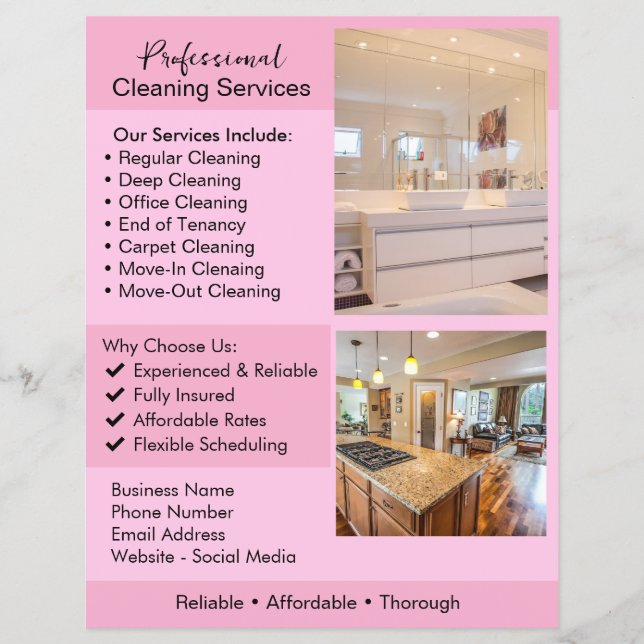 Cleaning Services Flyer | Editable House Cleaning  (Front)
