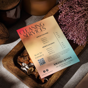 Cleaning Services Holographic Gradient Price List  Flyer