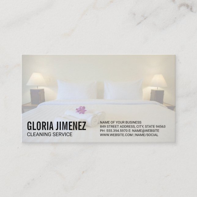 Cleaning Services | Hotel Bedroom Business Card (Front)