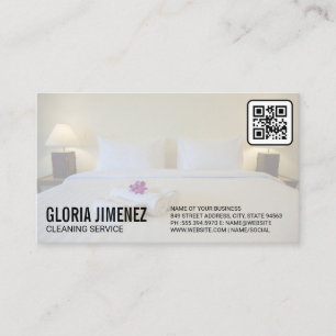 Cleaning Services Hotel Bedroom QR Code Business Card