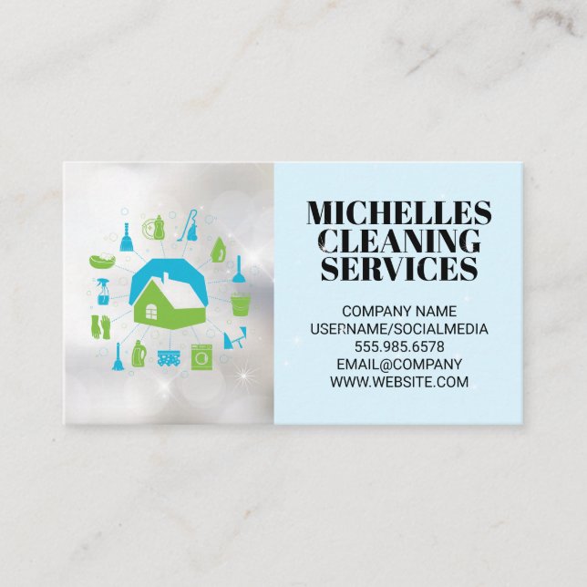 Cleaning Services | House Cleaning Equipment Business Card (Front)
