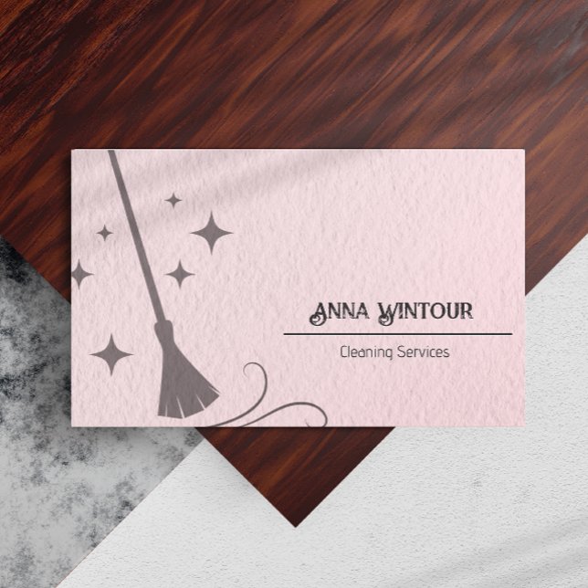 Cleaning Services Housekeeper Qr Code Blush Pink Business Card (Cleaning Services Housekeeper Qr Code Blush Pink Business Card)