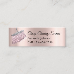 Cleaning Services Housekeeper Rose Gold Glitter Mini Business Card