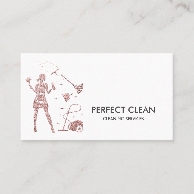 Cleaning Services  Housekeeping Maid Commercial Bu Business Card (Front)