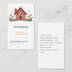 Cleaning Services Housekeeping Retro Cute Home Business Card