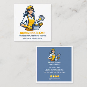 Cleaning Services Housekeeping Square Business Card