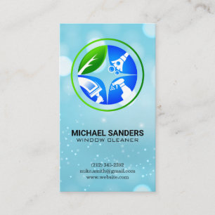 Cleaning Services Icon   Sparkle Boke Background Business Card
