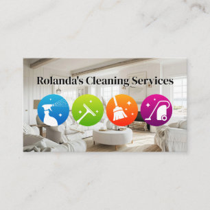 Cleaning Services Icons   Clean Modern Living Room Business Card