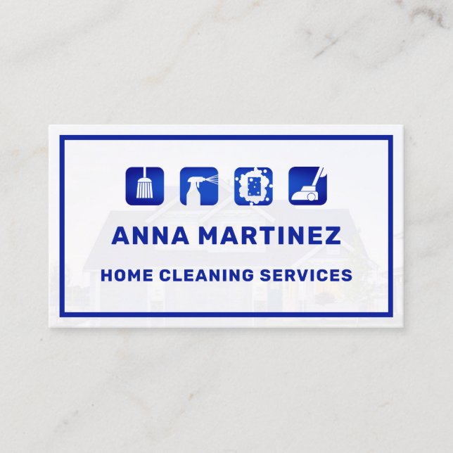 Cleaning services icons professional  business car card (Front)