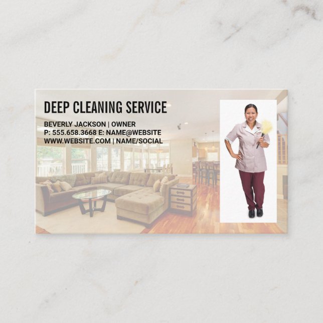 Cleaning Services | Living Room | Maid Business Card (Front)