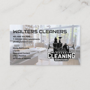 Cleaning Services Logo   House Living Room Business Card