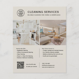 Cleaning Services Logo Photo QR Code Flyer