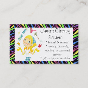 Cleaning services maid business card color