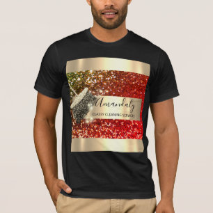 Cleaning Services Maid House Keeping Gold Glitter T-Shirt