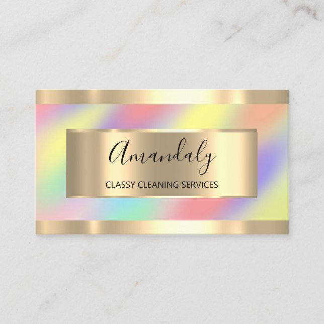 Cleaning Services Maid House Keeping Holograph Business Card (Front)