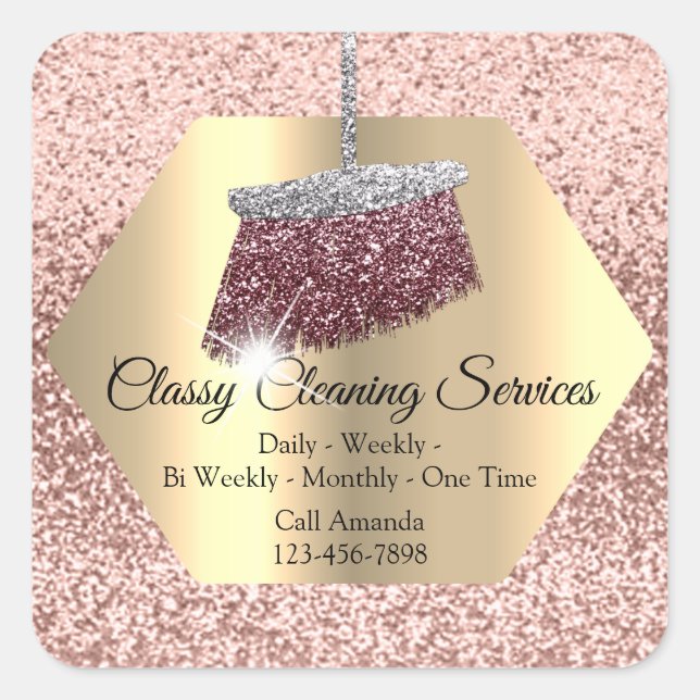 Cleaning Services Maid Housekeeper Broom Residence Square Sticker (Front)