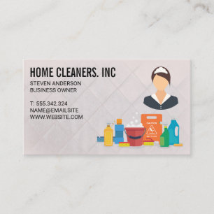Cleaning Services   Maid Logo Business Card