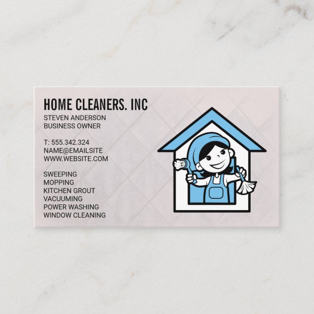 Cleaning Services | Maid Logo Business Card (Front)