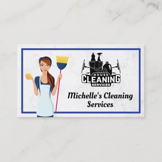 Cleaning Services | Maid | Marble Business Card (Front)