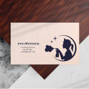 Cleaning Services Maid Pink Qr Code Business Card