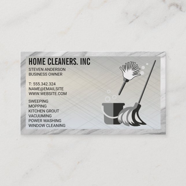 Cleaning Services | Maid Service | Marble Border Business Card (Front)