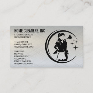 Cleaning Services   Maid Service   Metallic Busine Business Card