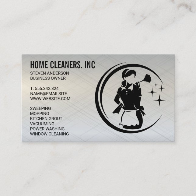 Cleaning Services | Maid Service | Metallic Busine Business Card (Front)