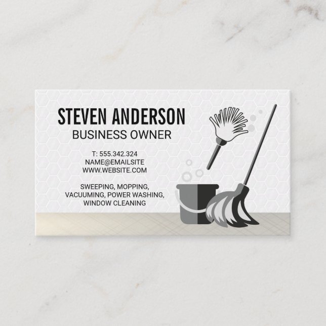Cleaning Services | Maid Service | White Tiles Business Card (Front)