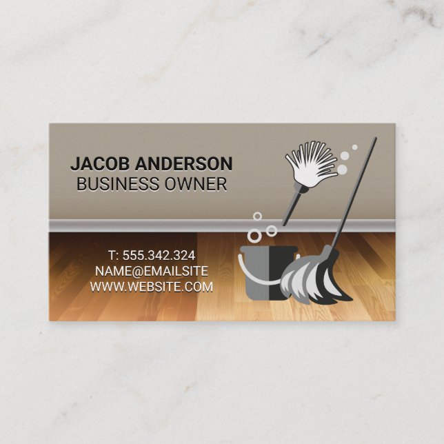 Cleaning Services | Maid Service | Wood Floors Business Card (Front)