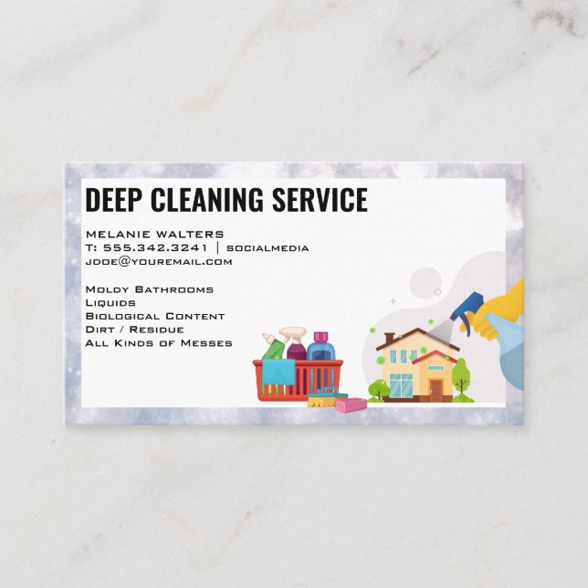 Cleaning Services | Maid Spraying | House Keeping Business Card (Front)