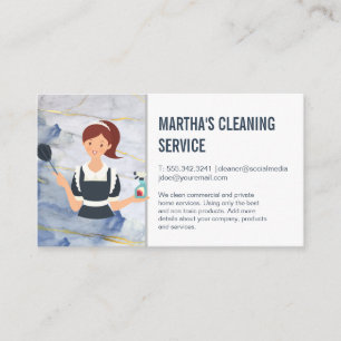Cleaning Services Maid with Cleaning Products Business Card
