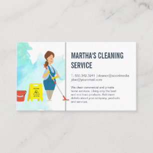 Cleaning Services Maid with mope Business Card